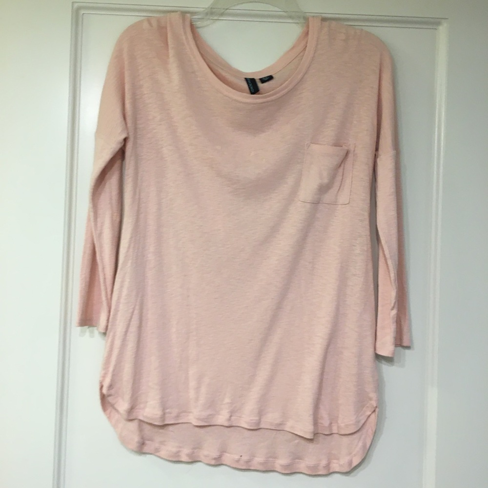 Long sleeve cream pink tinted tee